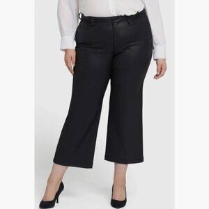 NYDJ Coated Jeans Women's Size 10 Black Wide Leg Teresa Holiday Party